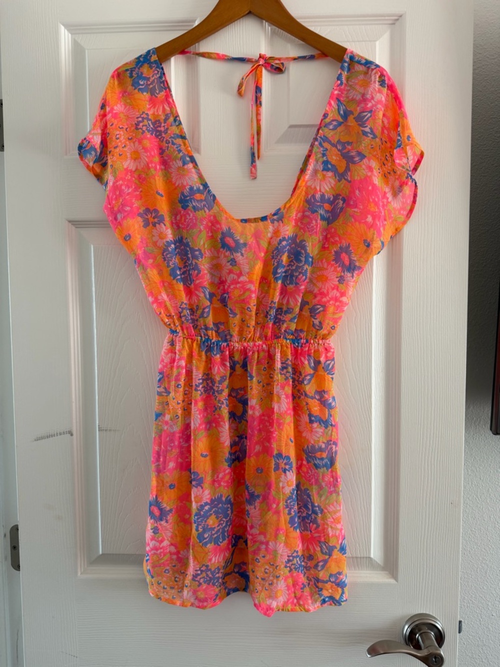 O'Neill Tropical Floral Romper in Pink, Orange & Blue